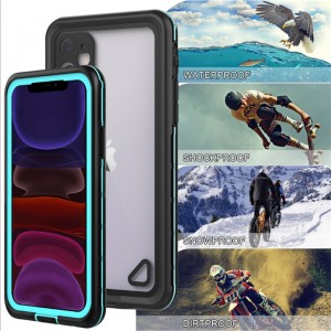 Nouveau pc + tpe + pet étanche à la poussière étanche à la neige téléphone accessoires cas pour iphone 11 (bleu) couverture arrière transparente