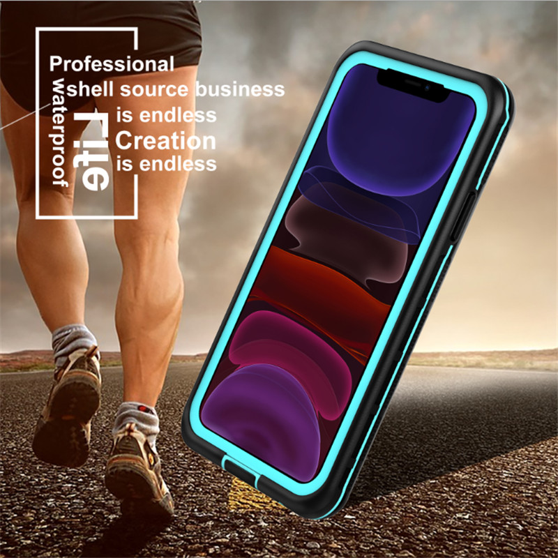 Nouveau pc + tpe + pet étanche à la poussière étanche à la neige téléphone accessoires cas pour iphone 11 (bleu) couverture arrière transparente