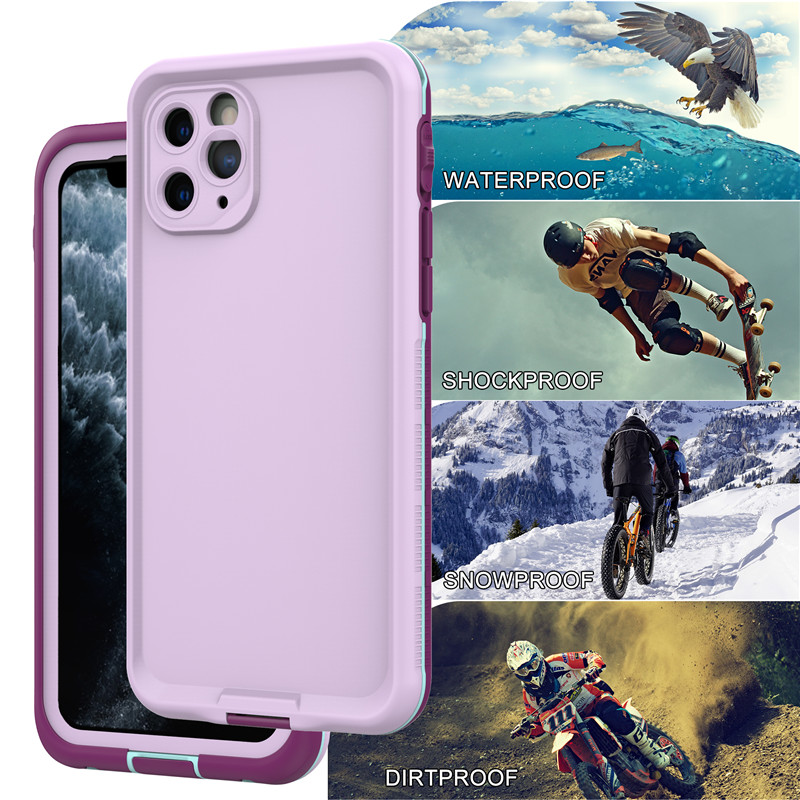 Coque Iphone 11 Pro Case Lifeproof plage preuve téléphone étui étanche iphone pro (violet) avec la couverture arrière de couleur unie