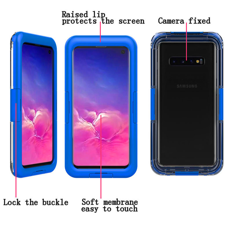 Protection de téléphone sous-marine meilleur étui de téléphone preuve de la vie pour Samsung S10 (Bleu)